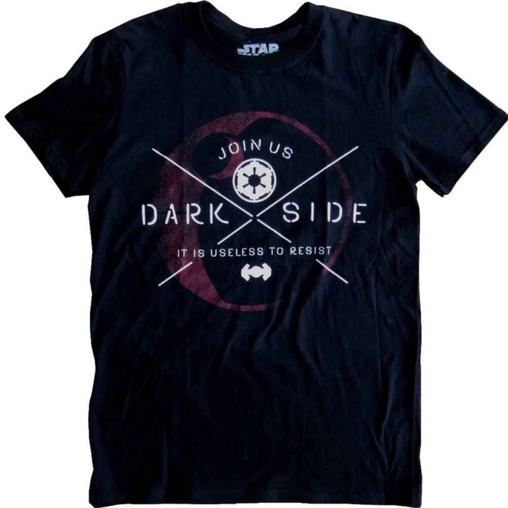 NEW Star Wars Dark Side Join Us Resist Short Sleeve T-Shirt Tee Black Large